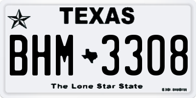 TX license plate BHM3308