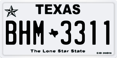 TX license plate BHM3311