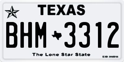TX license plate BHM3312