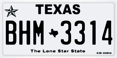TX license plate BHM3314