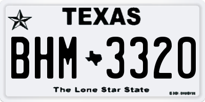 TX license plate BHM3320