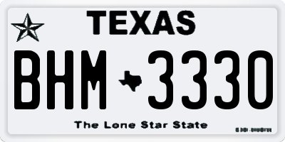 TX license plate BHM3330
