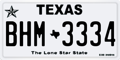 TX license plate BHM3334