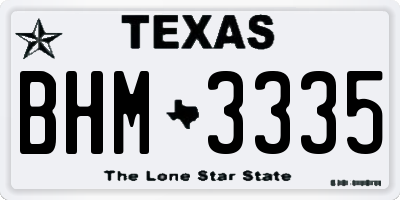 TX license plate BHM3335