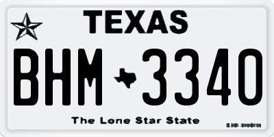 TX license plate BHM3340