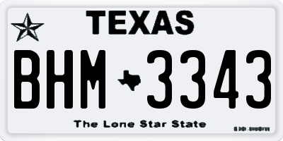 TX license plate BHM3343