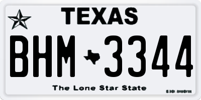 TX license plate BHM3344