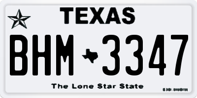 TX license plate BHM3347