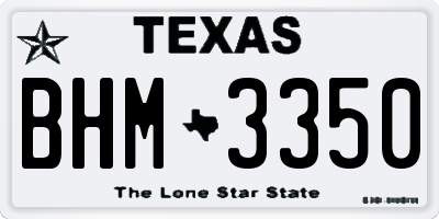TX license plate BHM3350