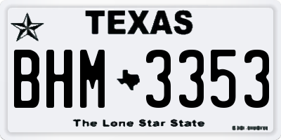 TX license plate BHM3353