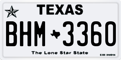 TX license plate BHM3360