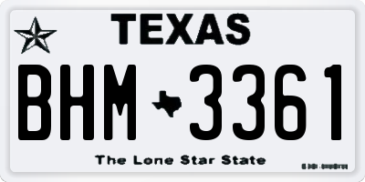 TX license plate BHM3361
