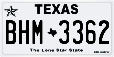TX license plate BHM3362