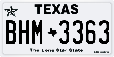 TX license plate BHM3363