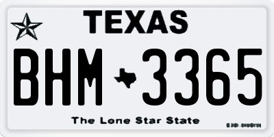TX license plate BHM3365