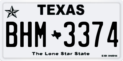TX license plate BHM3374