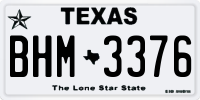 TX license plate BHM3376
