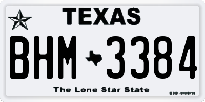 TX license plate BHM3384