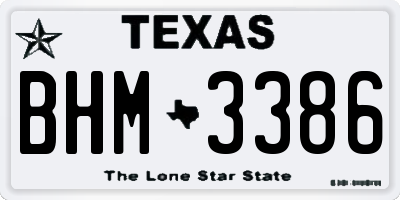TX license plate BHM3386
