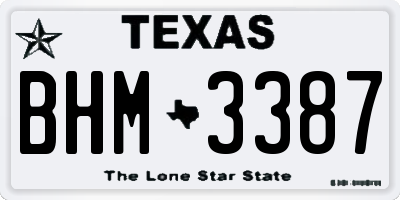 TX license plate BHM3387