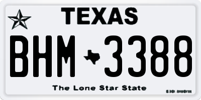 TX license plate BHM3388