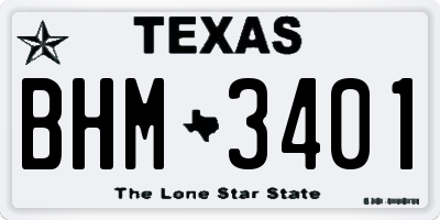 TX license plate BHM3401