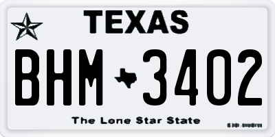 TX license plate BHM3402