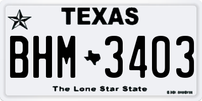 TX license plate BHM3403