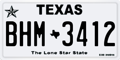 TX license plate BHM3412