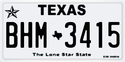 TX license plate BHM3415