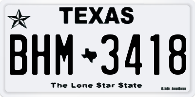 TX license plate BHM3418