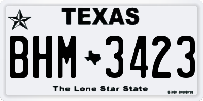 TX license plate BHM3423