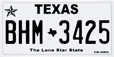 TX license plate BHM3425