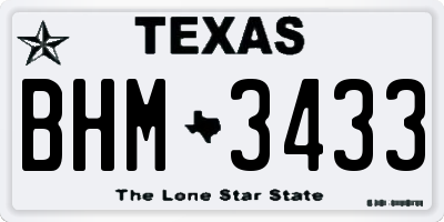 TX license plate BHM3433