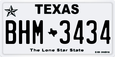 TX license plate BHM3434