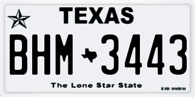 TX license plate BHM3443