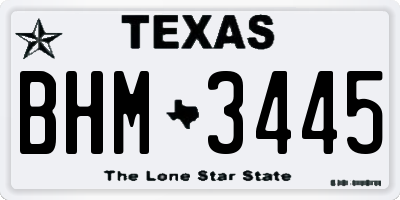 TX license plate BHM3445