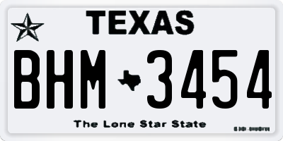 TX license plate BHM3454