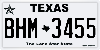 TX license plate BHM3455