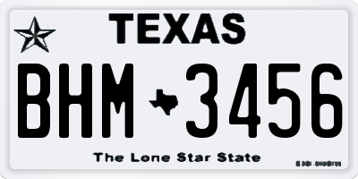 TX license plate BHM3456