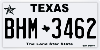 TX license plate BHM3462