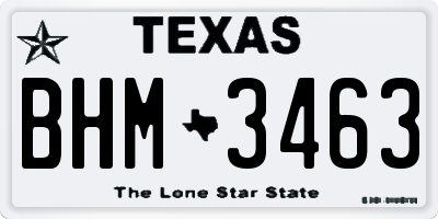 TX license plate BHM3463