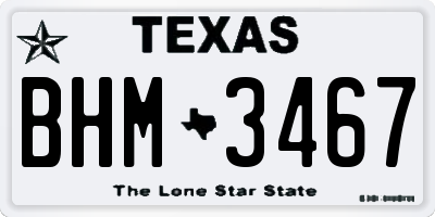 TX license plate BHM3467