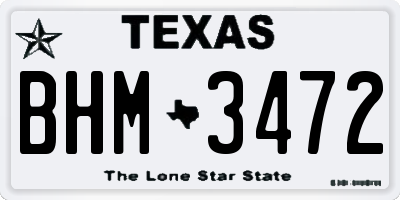 TX license plate BHM3472