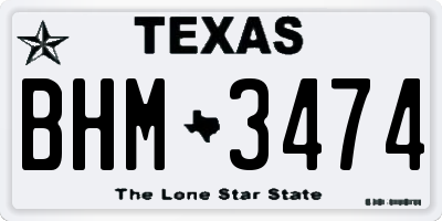 TX license plate BHM3474