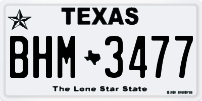 TX license plate BHM3477
