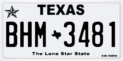 TX license plate BHM3481