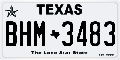 TX license plate BHM3483