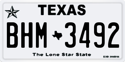 TX license plate BHM3492