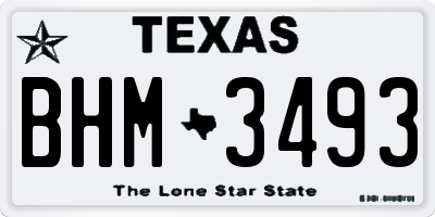 TX license plate BHM3493
